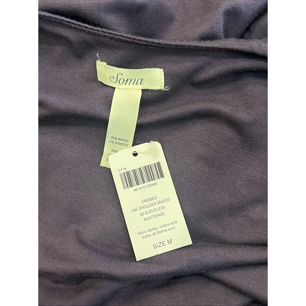 Soma Women's One Shoulder Draped Sleeveless Dress Nightshade Size Medium NWT